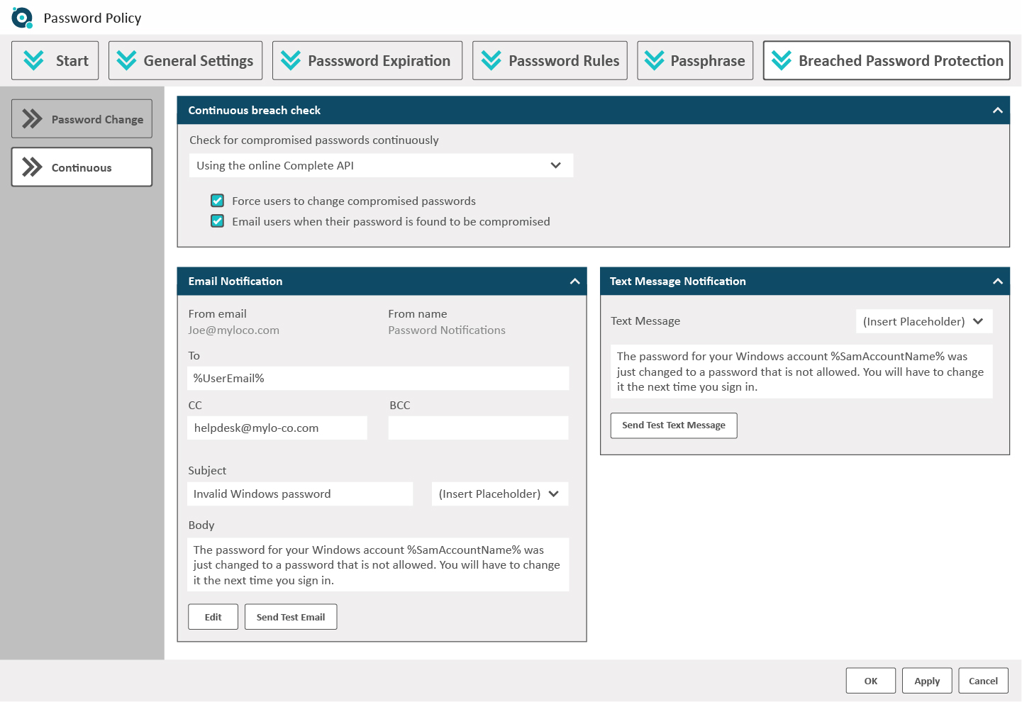 screenshot of Specops Password Policy